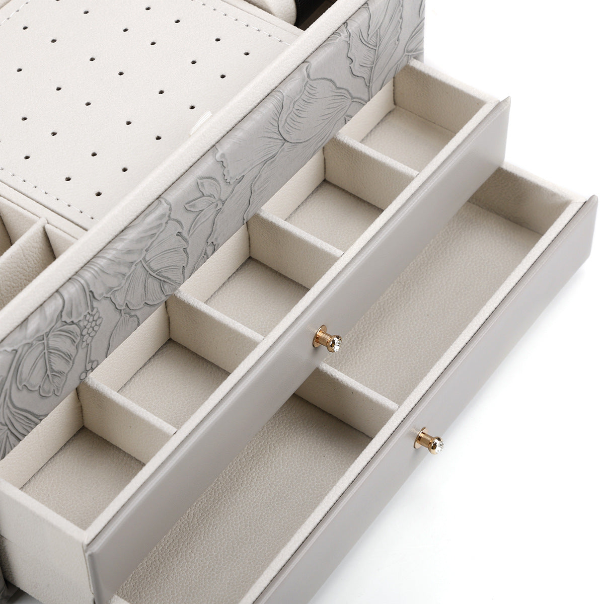 Großes Schmuckkästchen mit Schubladen und Blumenmotiv