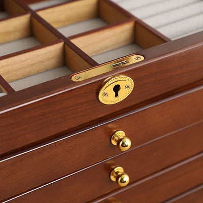 (Neu) Große Schmuckschatulle aus Lackiertem Holz mit 4 Schubladen