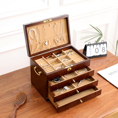 (Neu) Große Schmuckschatulle aus Lackiertem Holz mit 3 Schubladen