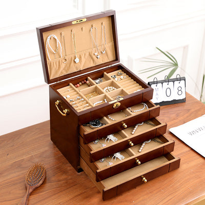 (Neu) Große Schmuckschatulle aus Lackiertem Holz mit 4 Schubladen