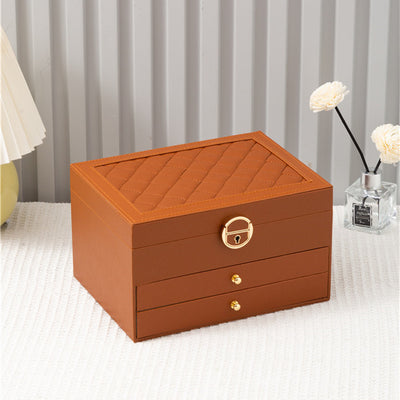 (Neu) Schmuckkästchen aus Karamellfarbenem Leder