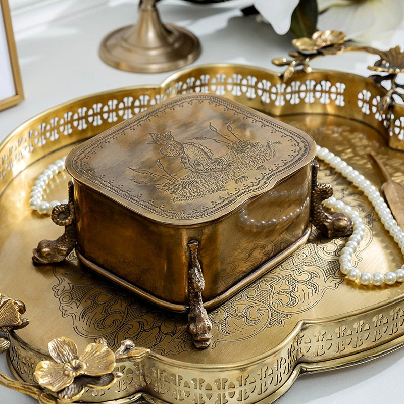Antik Messing Schmuckdose