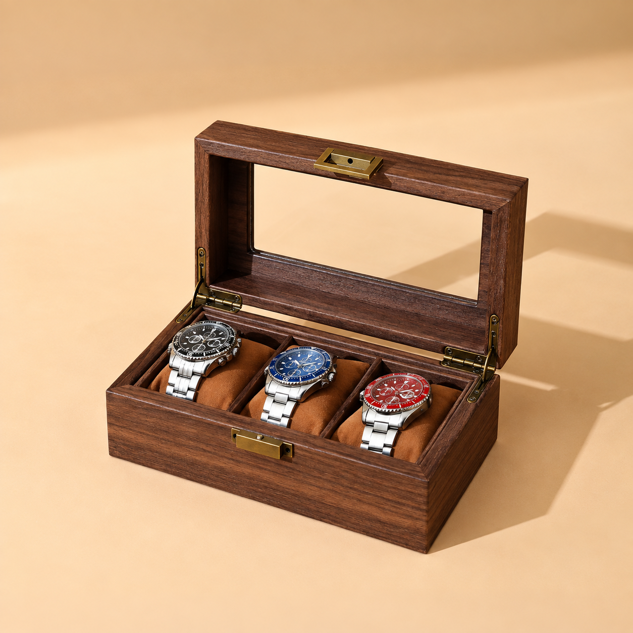 Holz Uhrenbox für 3 Uhren
