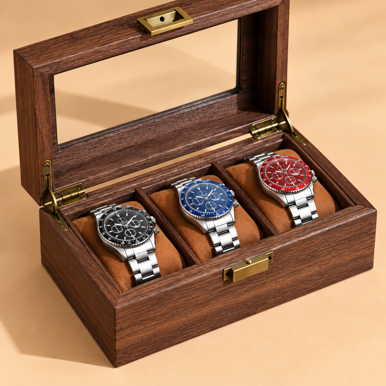 Holz Uhrenbox für 3 Uhren