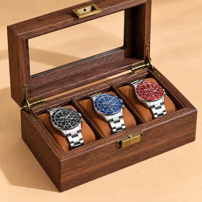 Holz Uhrenbox für 3 Uhren