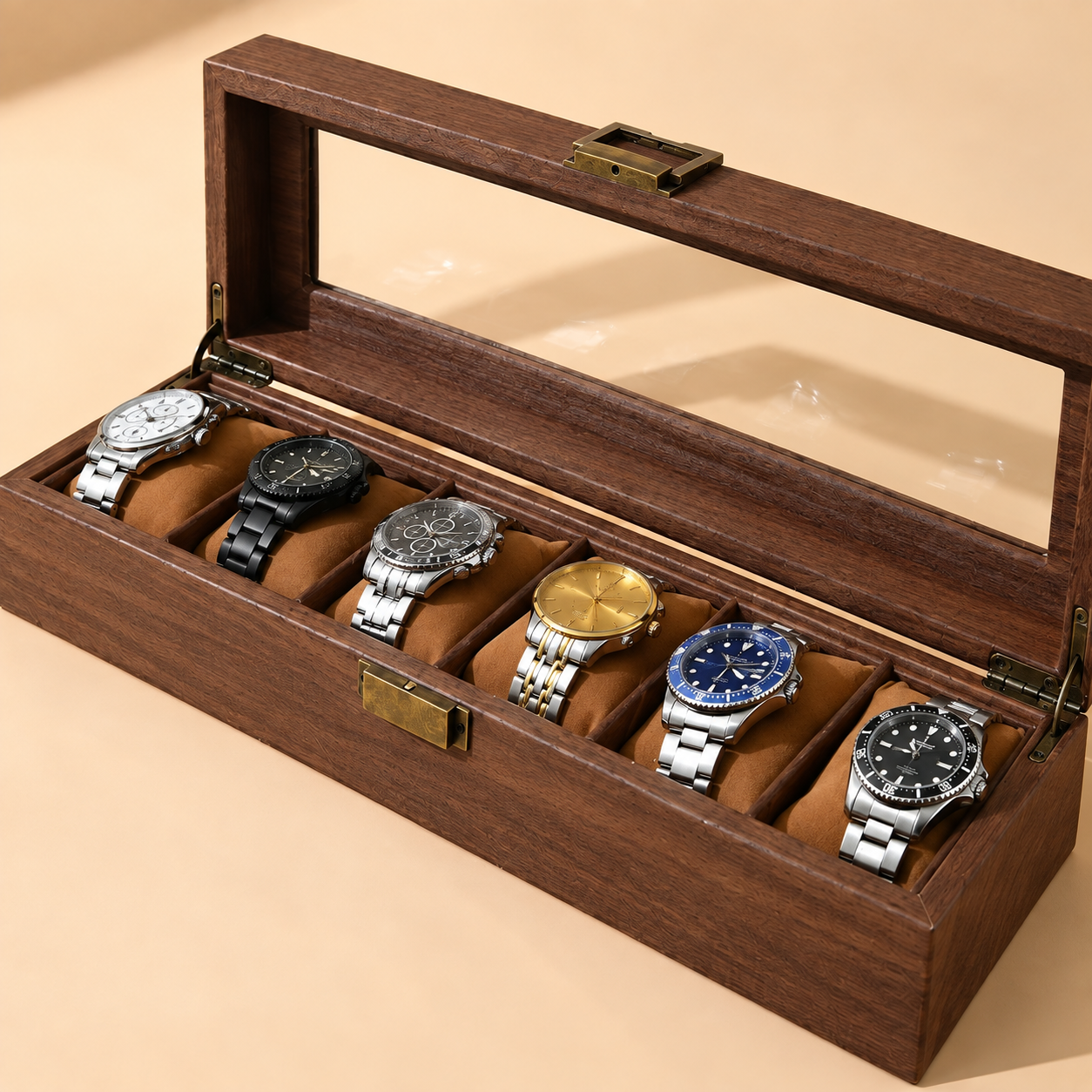 Holz Uhrenbox für 6 Uhren
