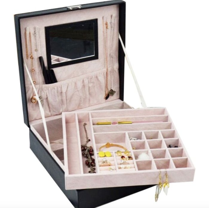 Schmuckkästchen Leder Schwarz