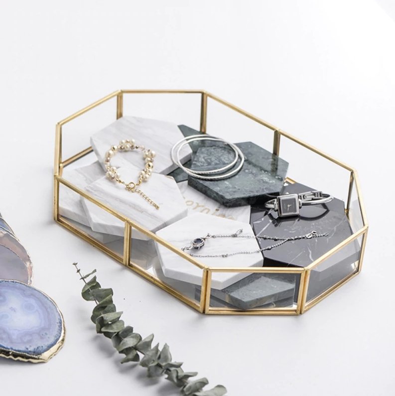 Schmuckkästchen Glas Gold